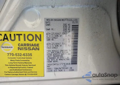 2020 Nissan Rogue S Fwd из США, поврежденный, VIN 5N1AT2MT1LC779368